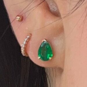 Natural Zambian emerald 14k yellow gold earrings